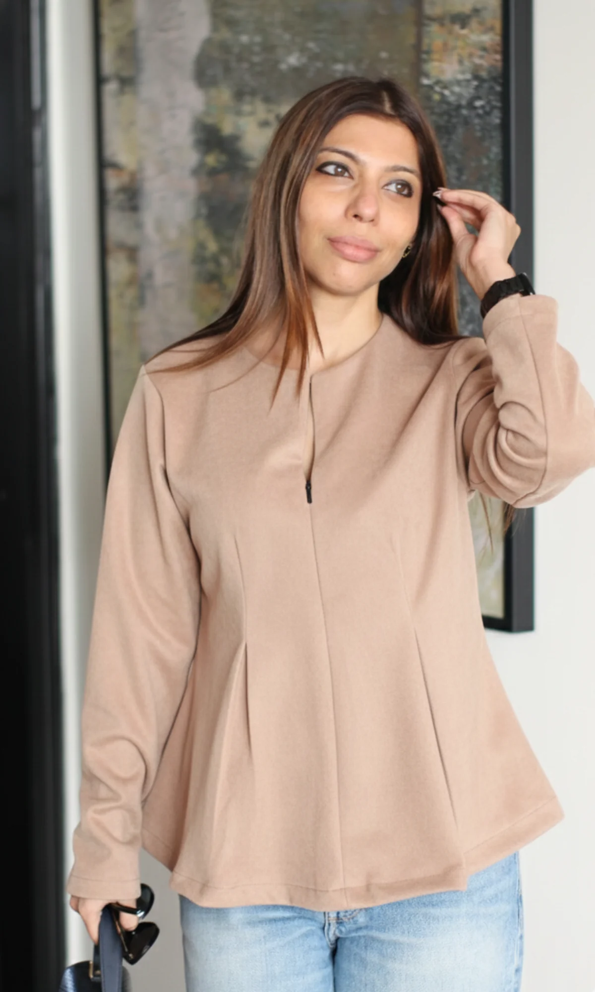Beige Rose Suede Sleek Top - Image 4