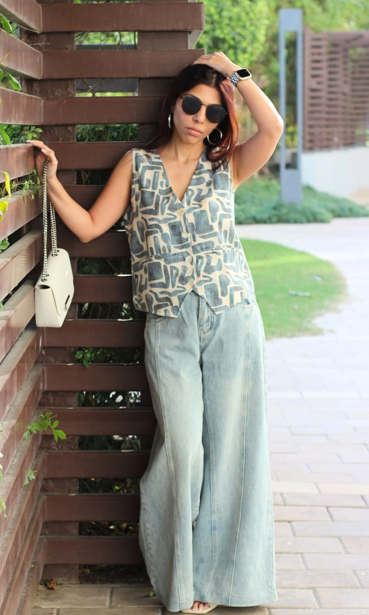 Blue Abstract Print Waist Coat - Image 6