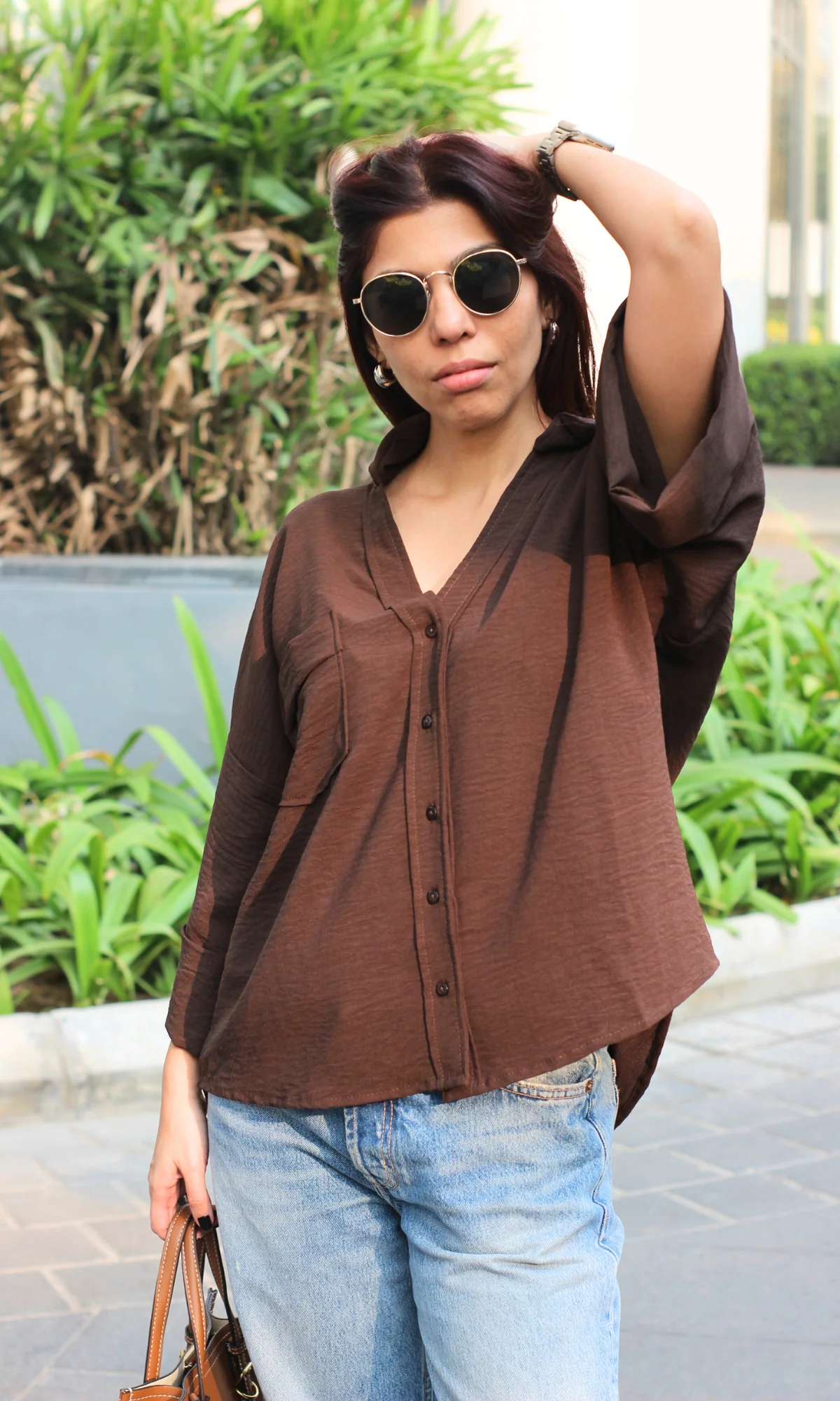Brown Flowing Shirt - Image 4