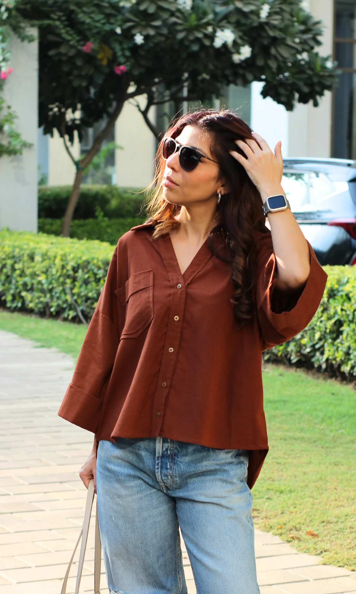 Chocolate Brown Cotton Shirt - Image 4