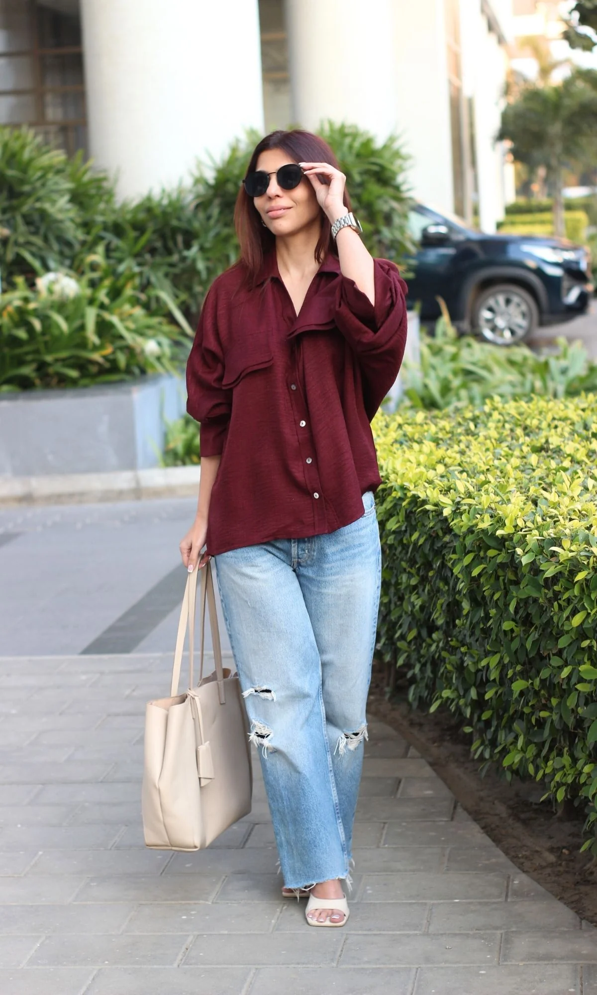Claret Double Pocket Detail Shirt - Image 4