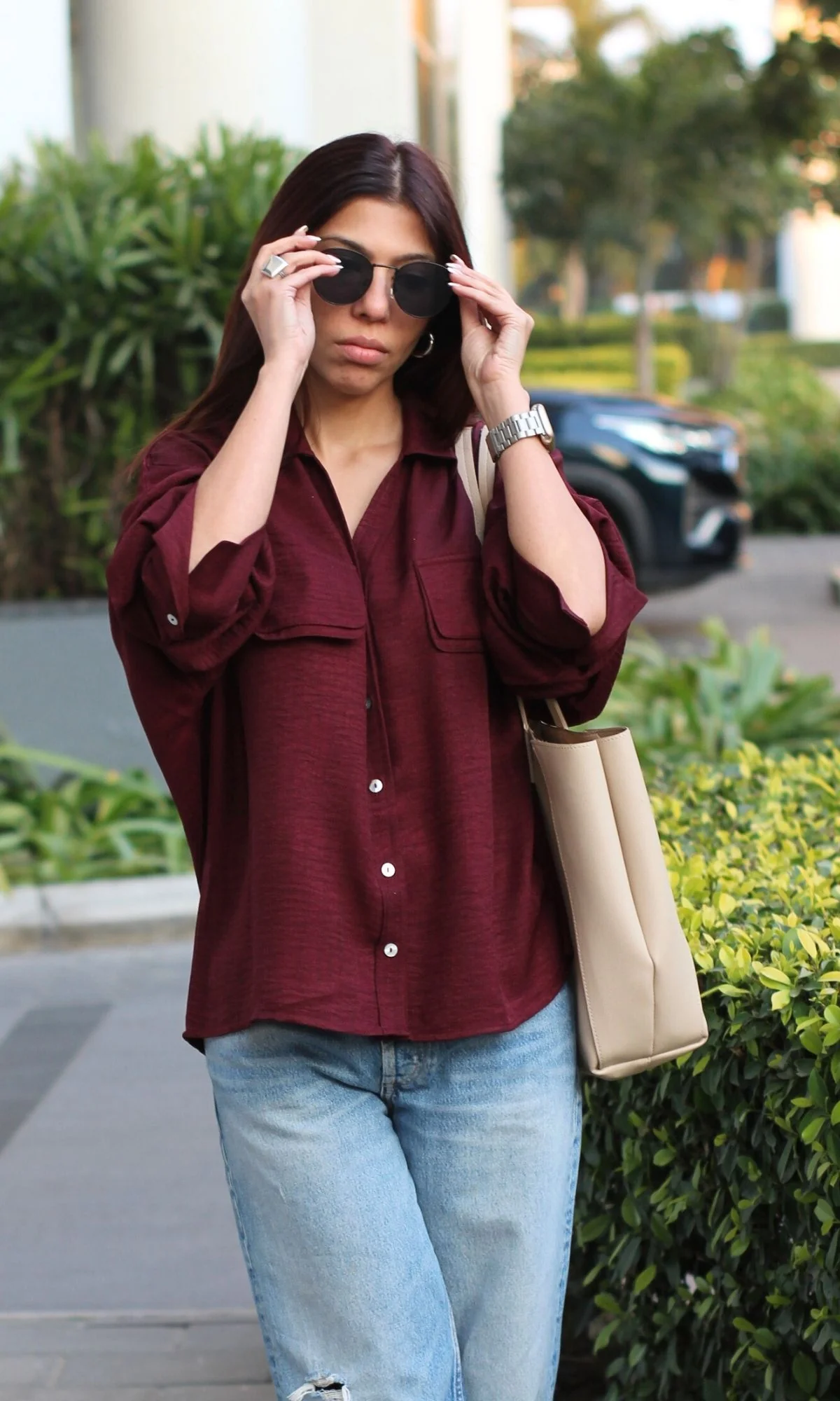 Claret Double Pocket Detail Shirt - Image 5