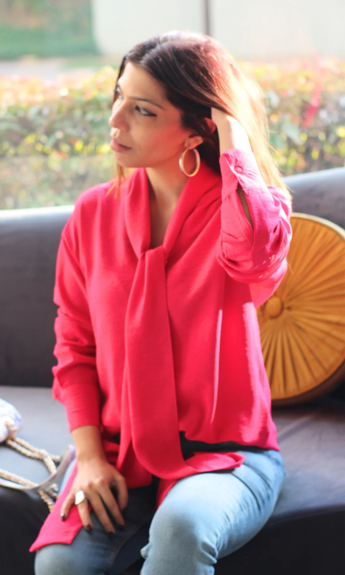 Hot Pink Shirt with Scarf - Image 5