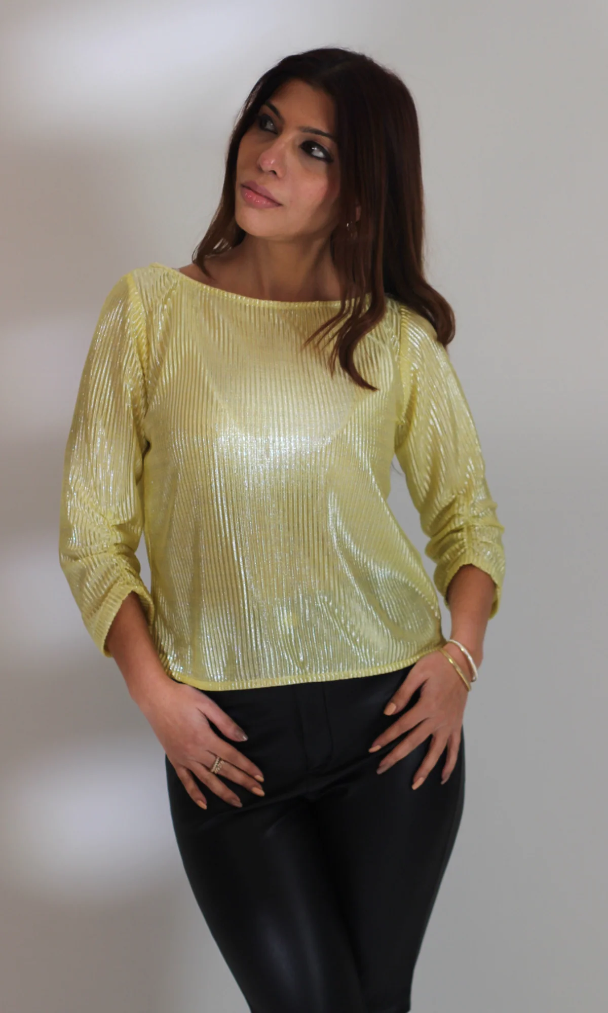 Lemon Pleated Sleeved Top - Image 4