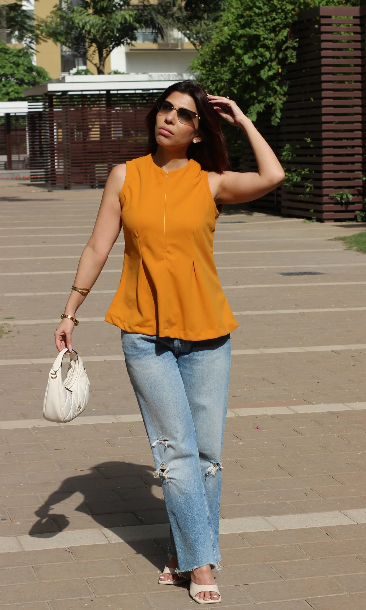 Mustard Yellow Sleek-Pleat Detail Top - Image 4