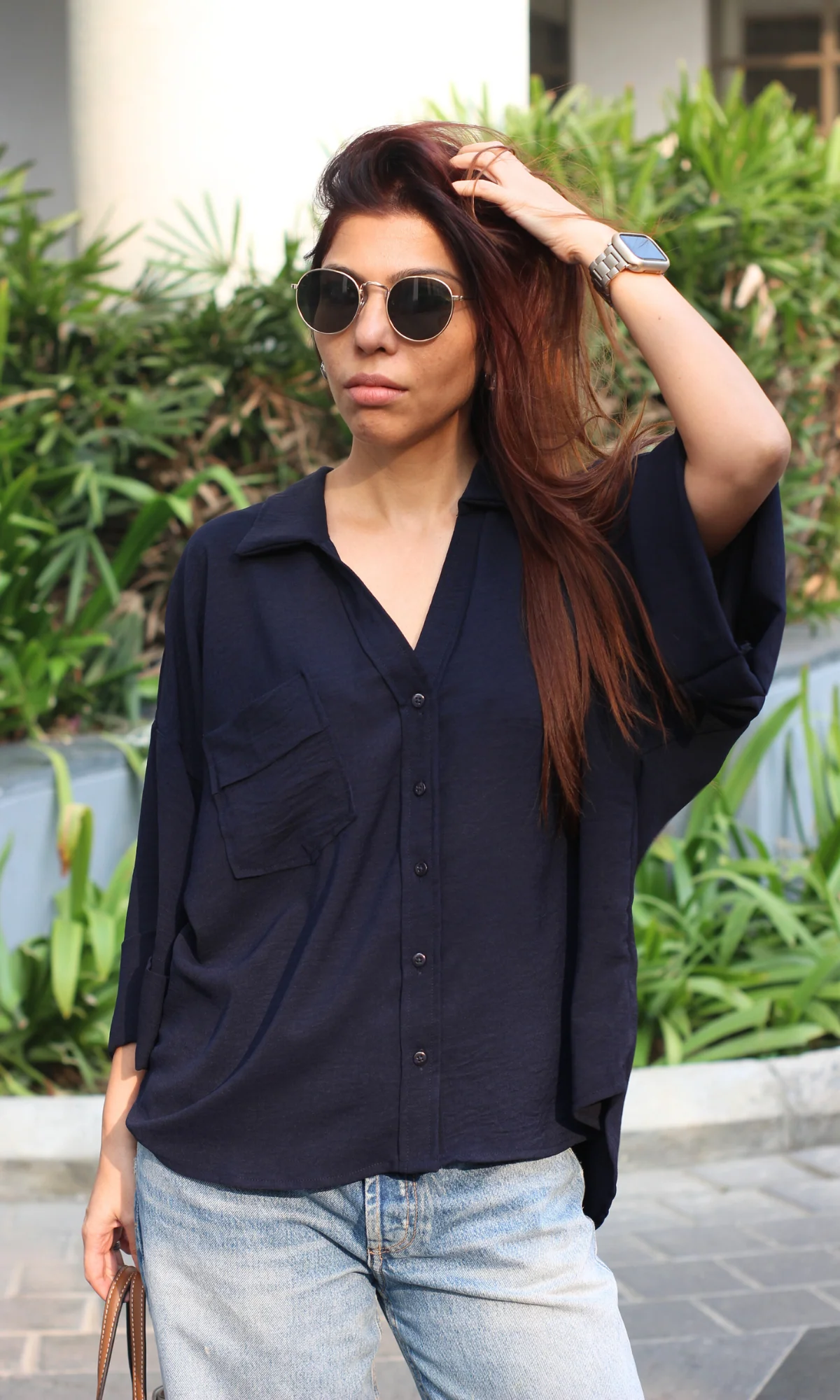 Night Blue Flowing Shirt - Image 5