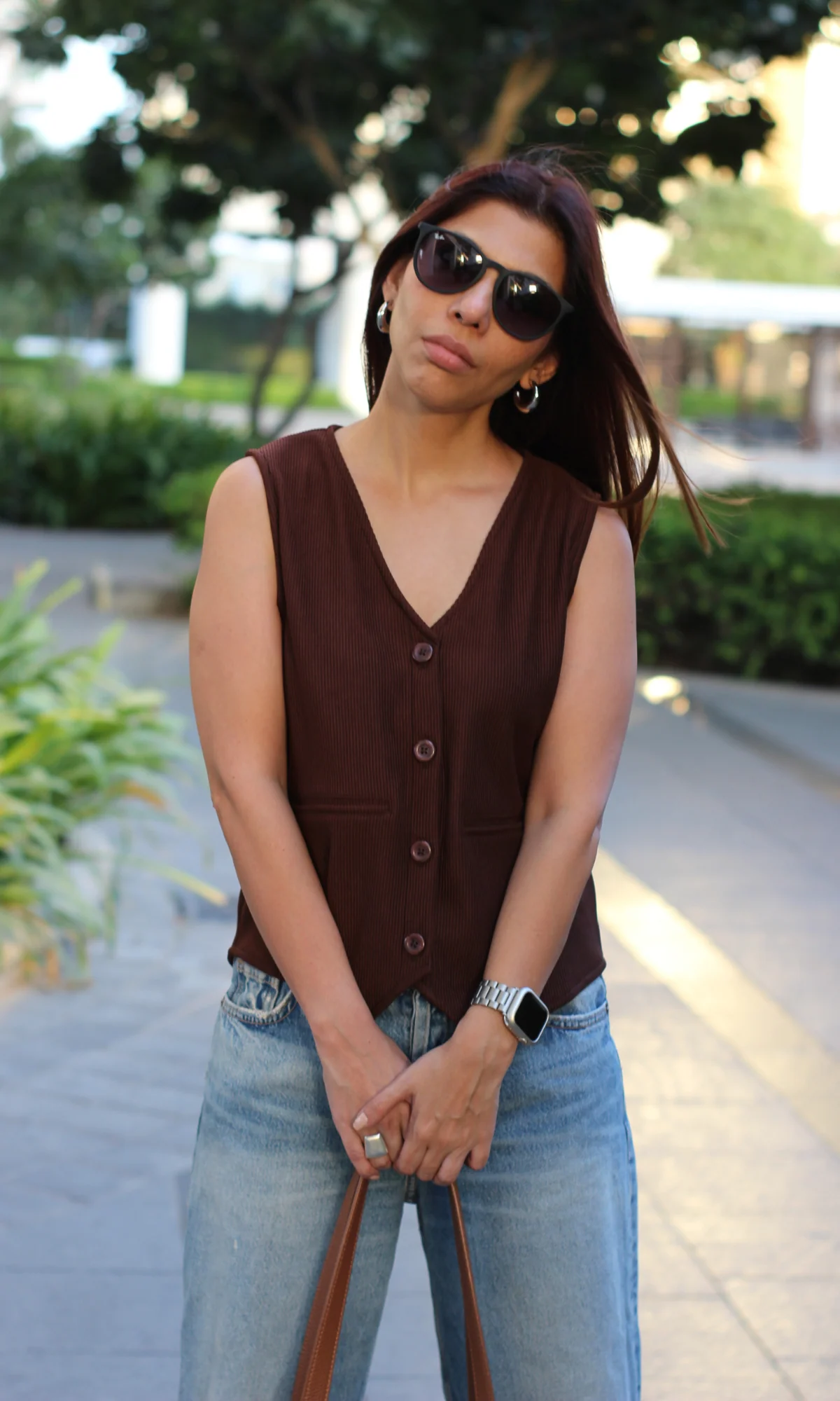 Pecan Ribbed Waist Coat - Image 3