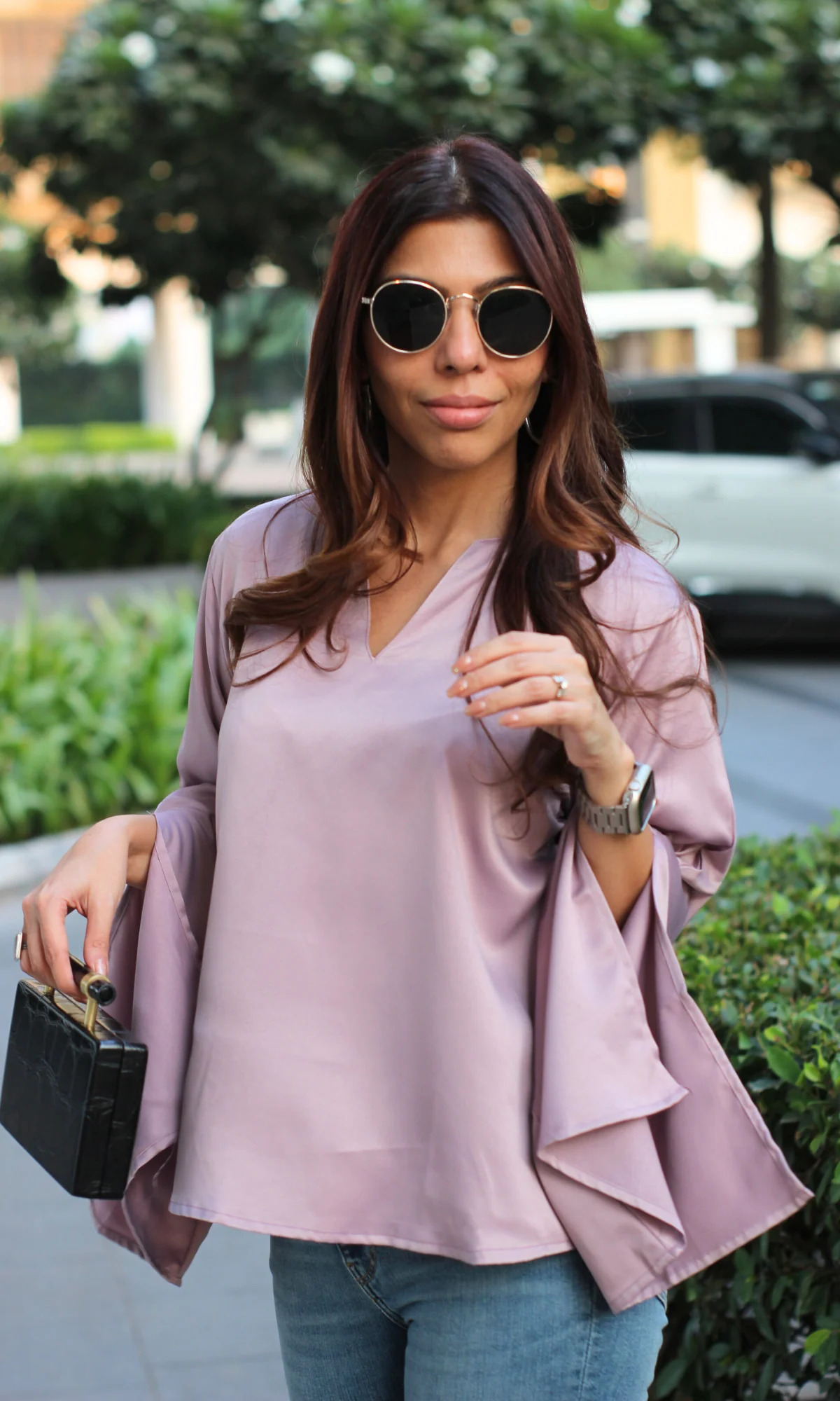 Primrose Pink Slit Sleeve Satin Top - Image 4