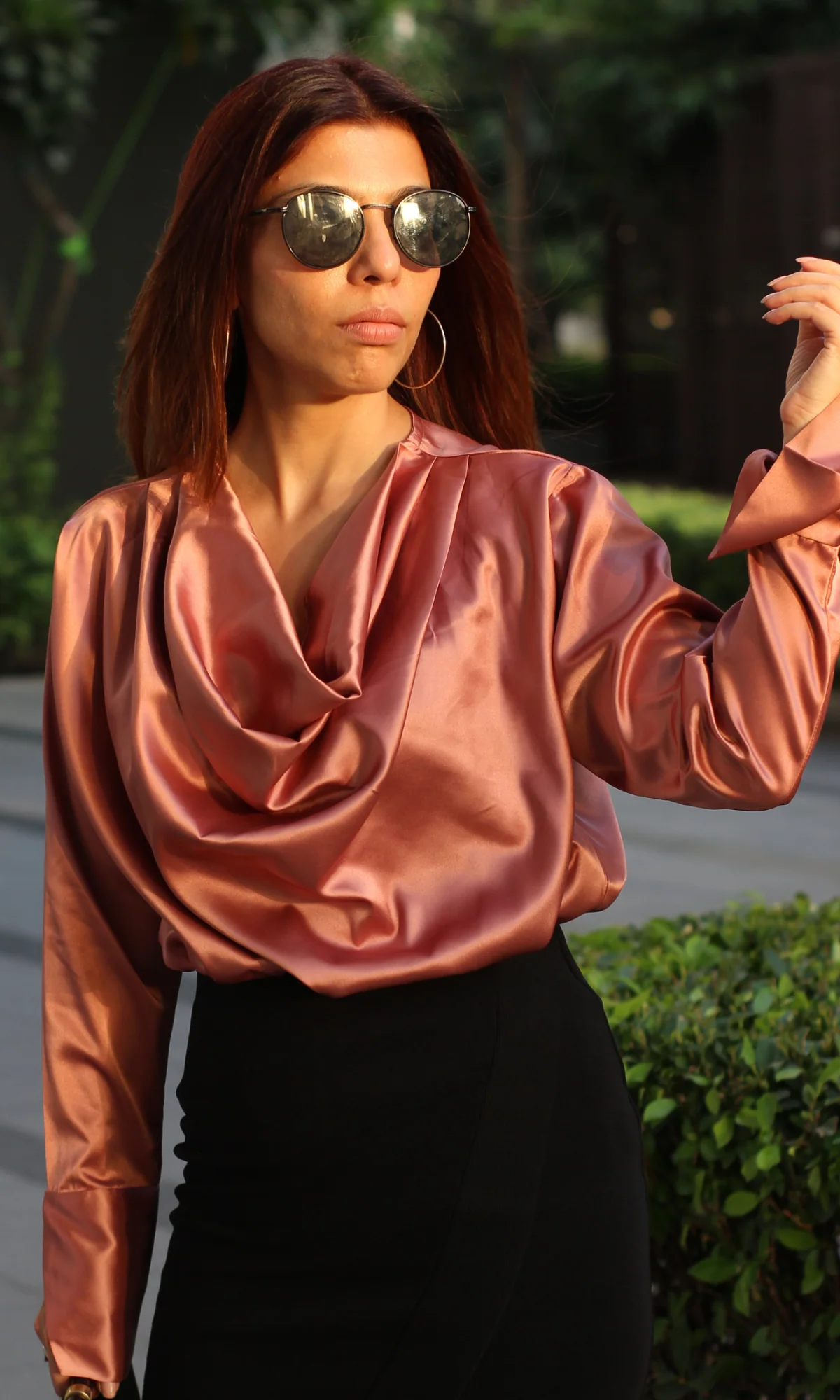Rouge Sleeved Cowl Neck Top - Image 6