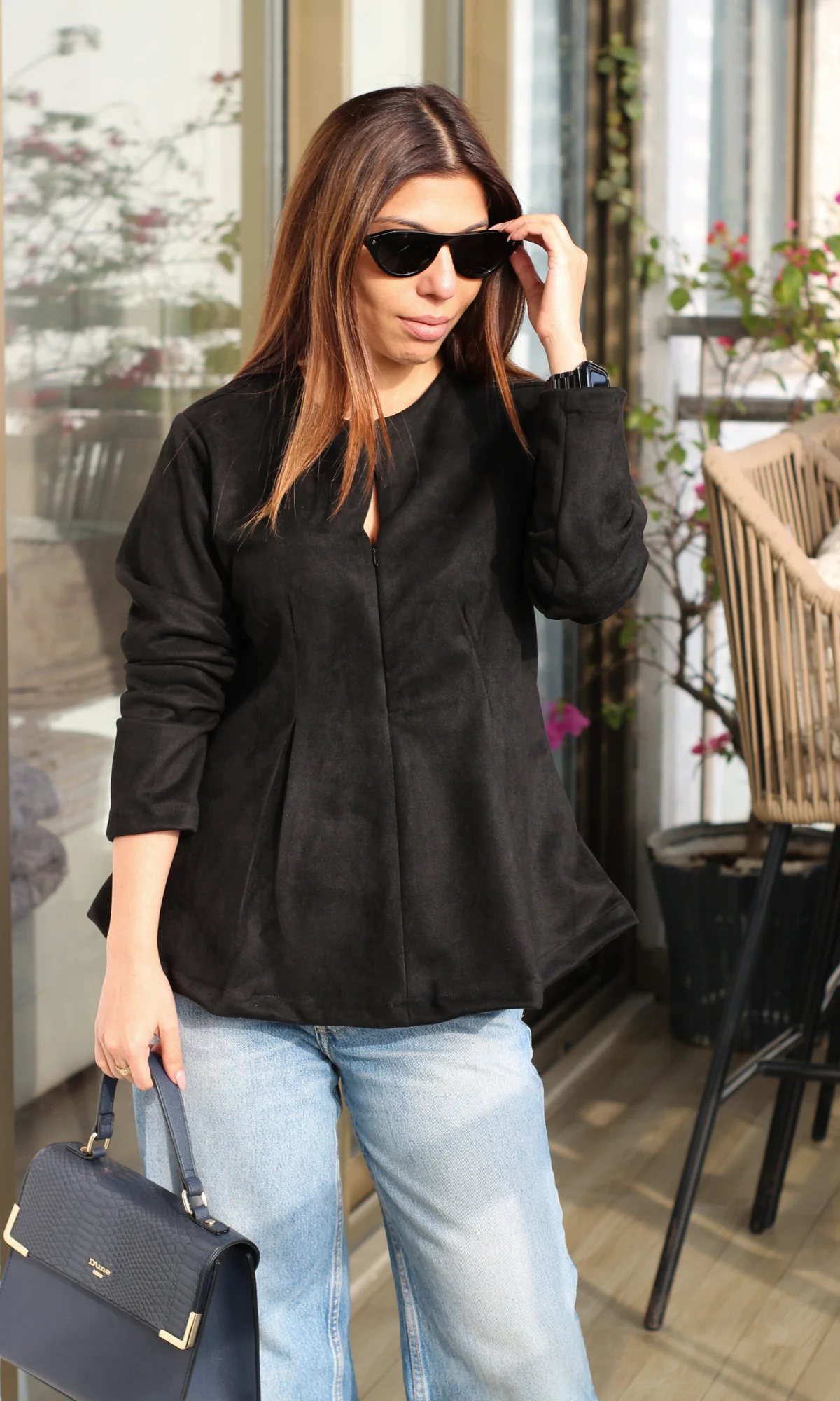 Smoky Black Suede Sleek Top - Image 5