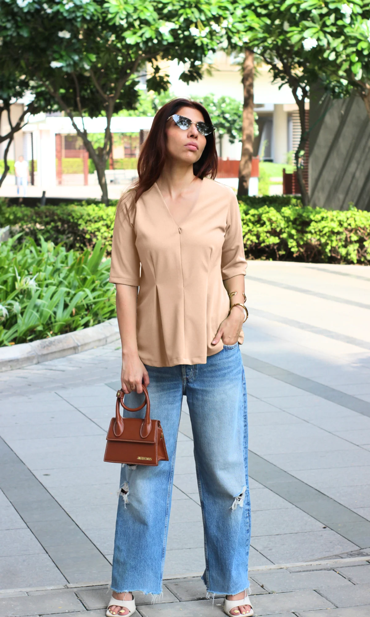 Soft Fawn Sleek-Pleat Detail Top - Image 3