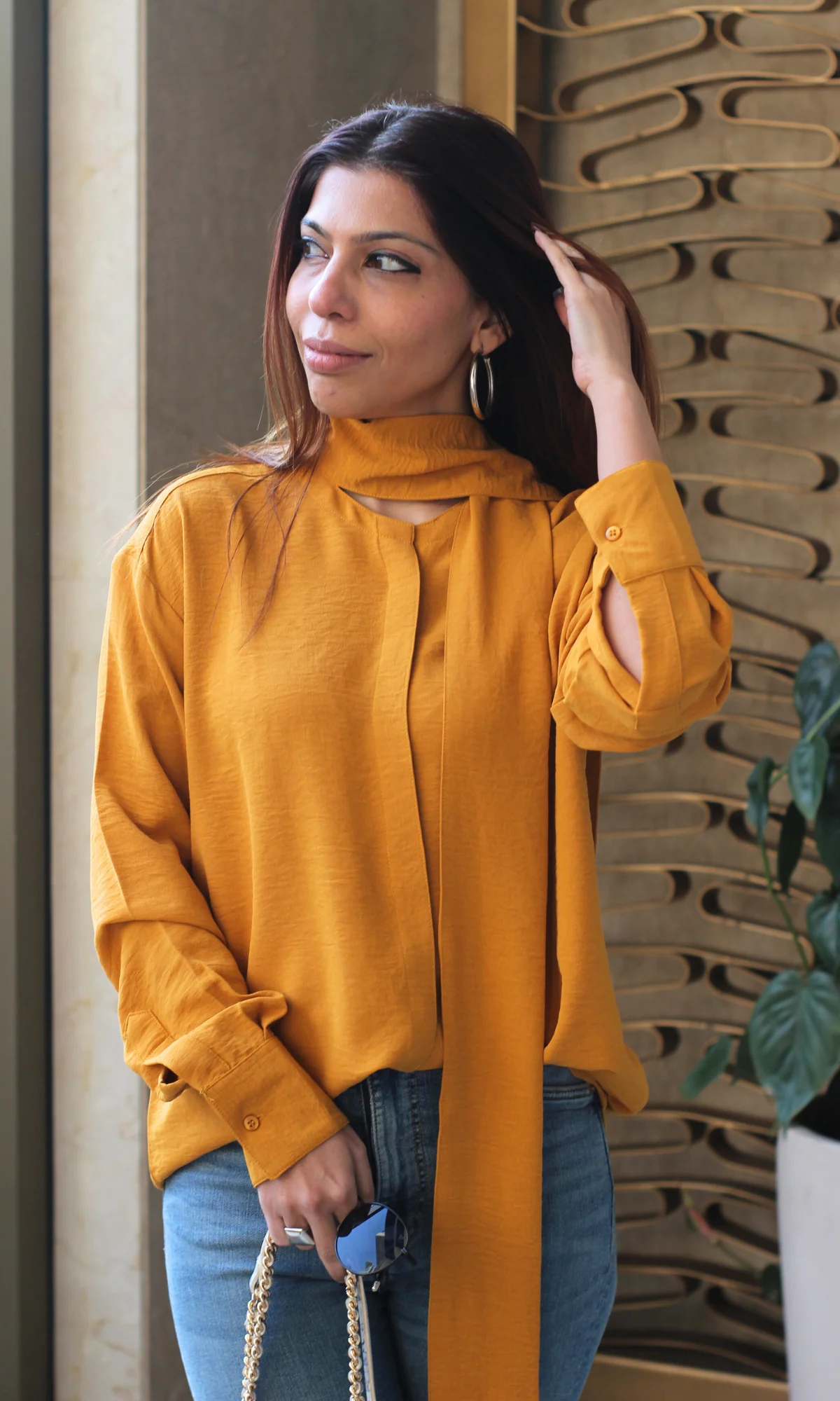 Tangerine Shirt with Scarf - Image 3