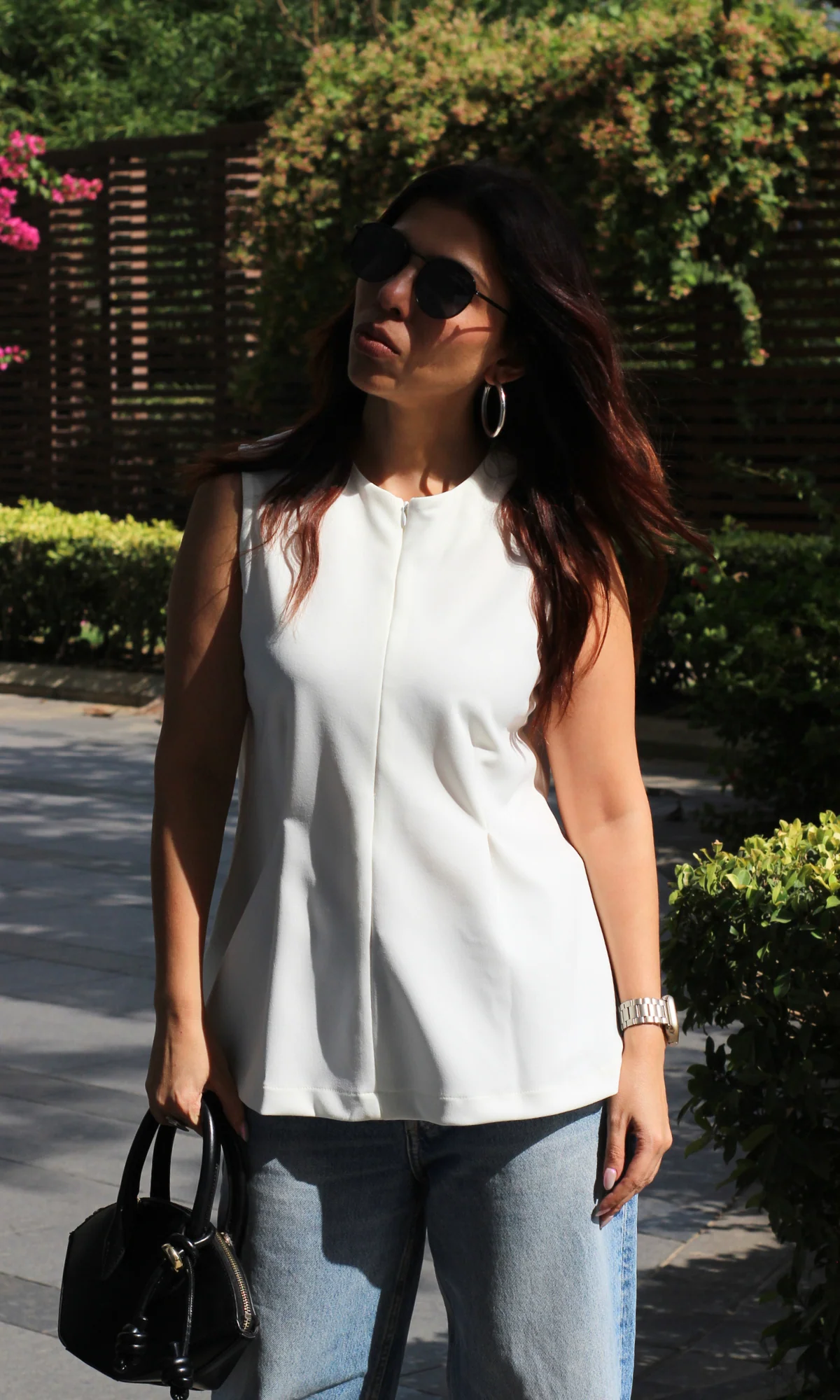 White Sleek-Pleat Detail Top - Image 5