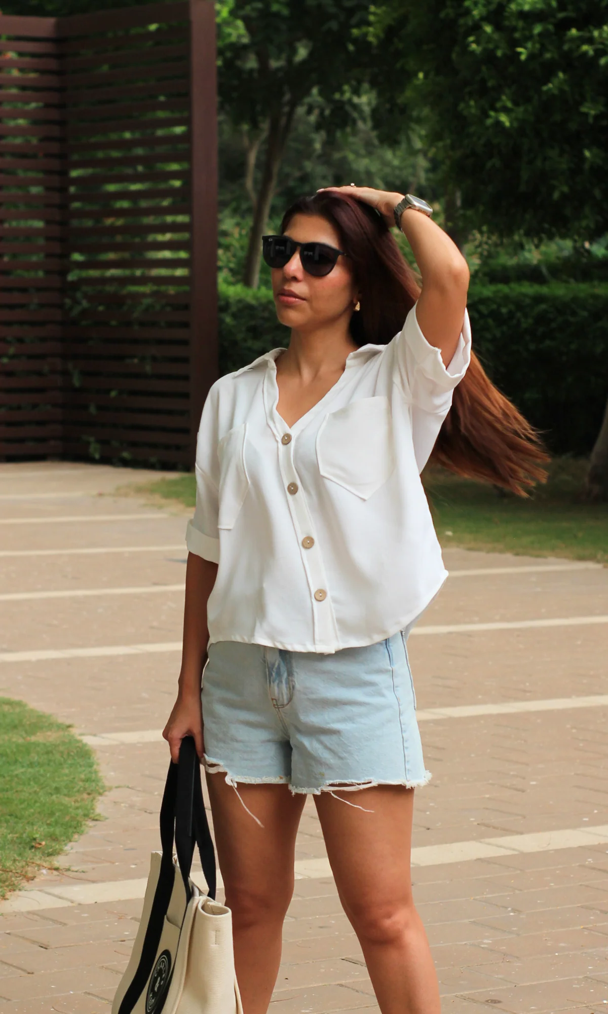 White Textured Cropped Shirt - Image 5