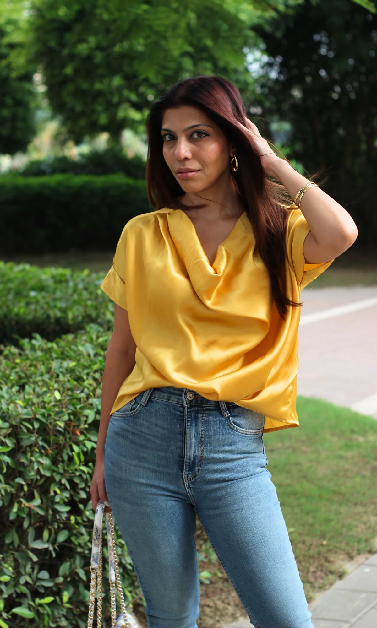 Deep Yellow Cowl Neck Top - Image 3